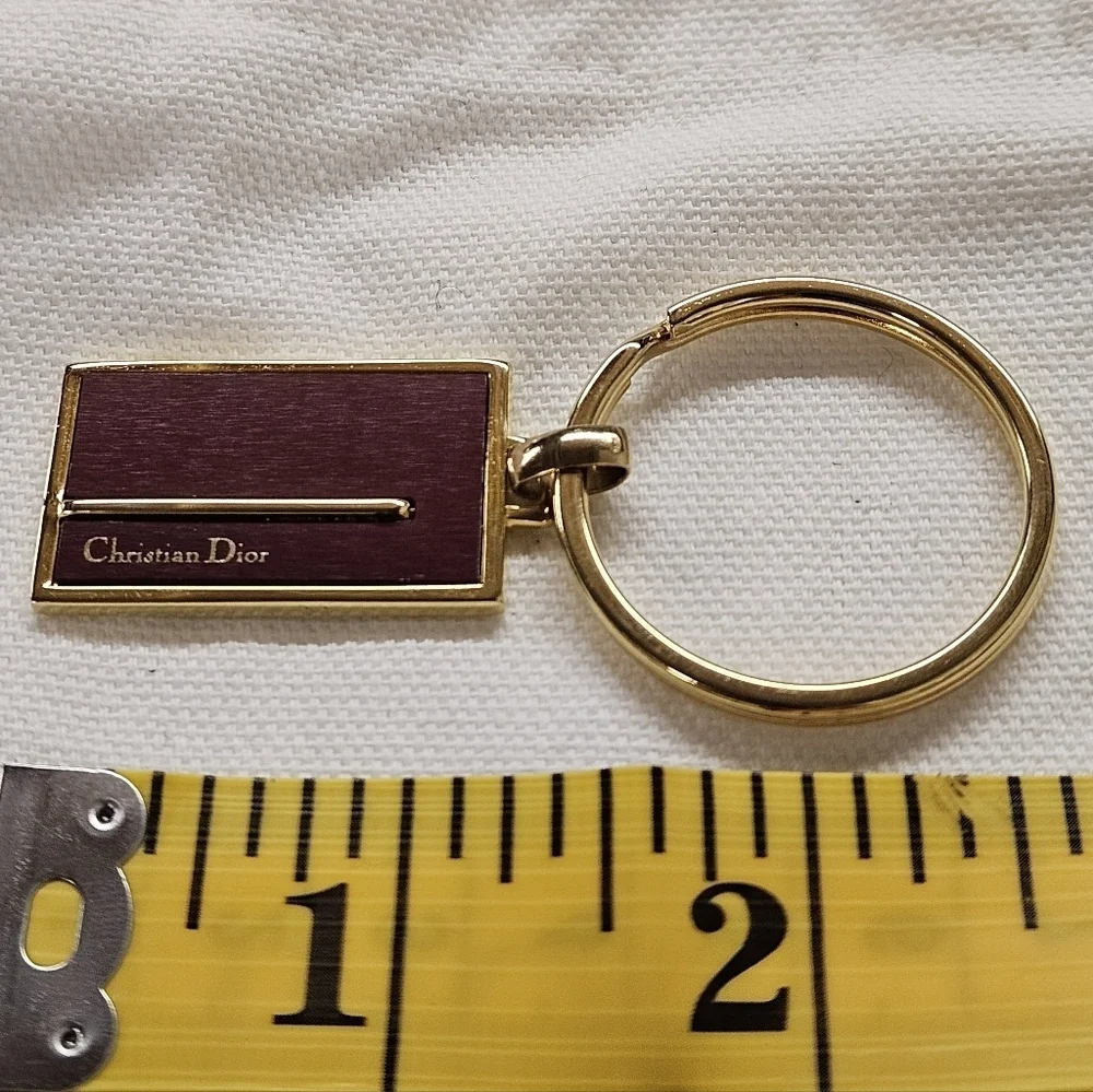 Dior Gold and Burgundy Plated Key Chain Holder